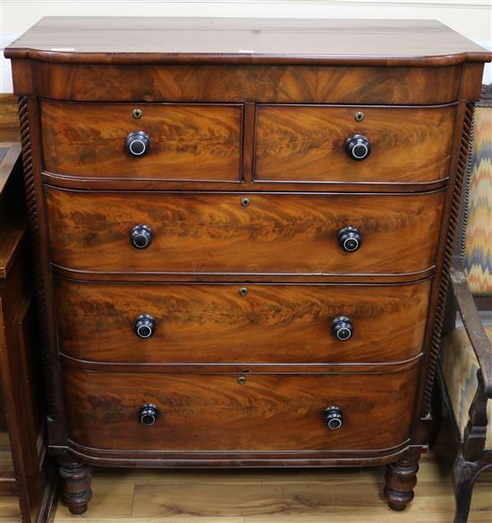 A mid Victorian mahogany bow fronted chest of drawers W.110cm